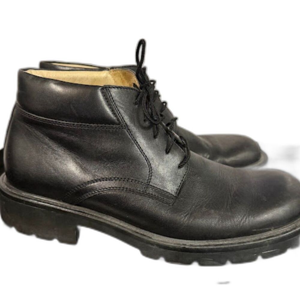 J. Crew Men's Boots Shoes Leather Made in Italy Black Size 11 Chukka Ankle EUC